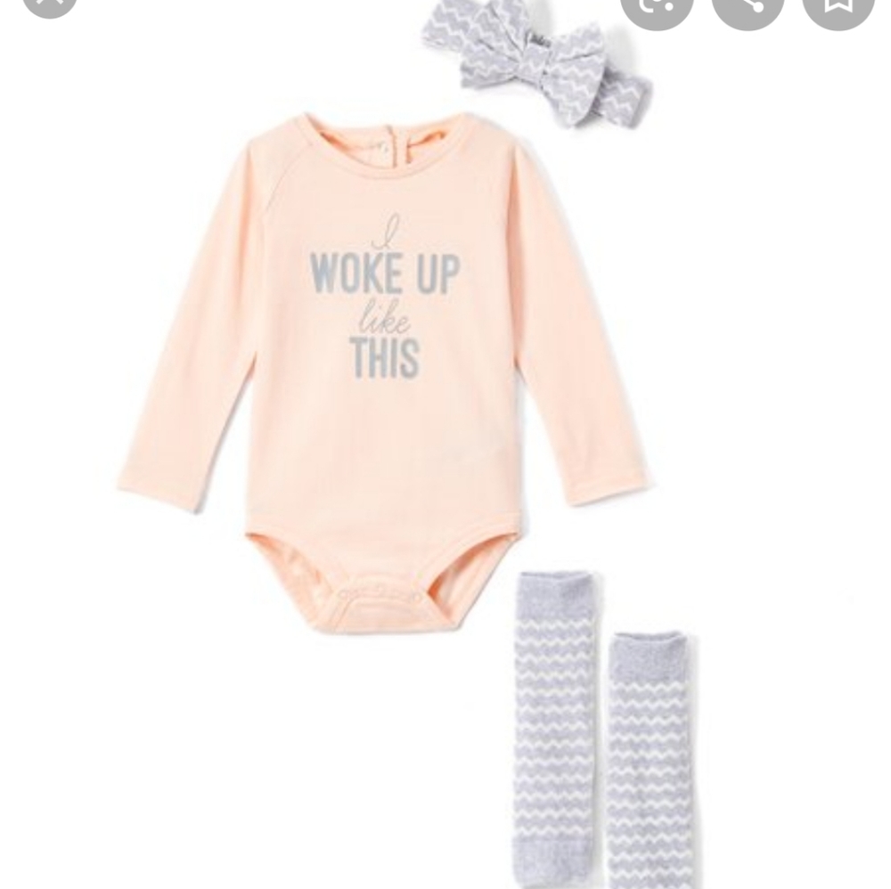 PL BABY I woke up like this onesie w/leg warmers &